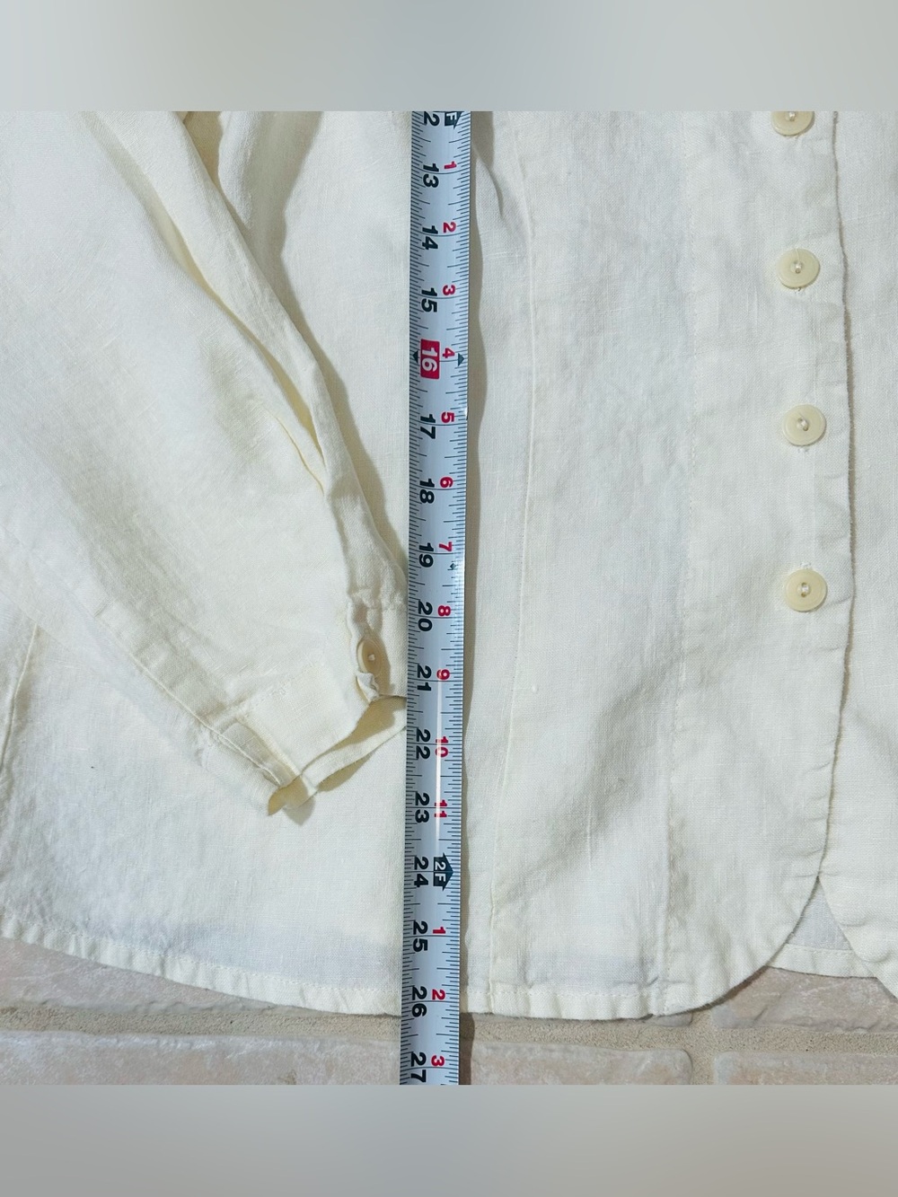 FLAX 100% Linen Buttoned Jacket L Lightweight Lagenlook Breathable Minimalist - Picture 5 of 7